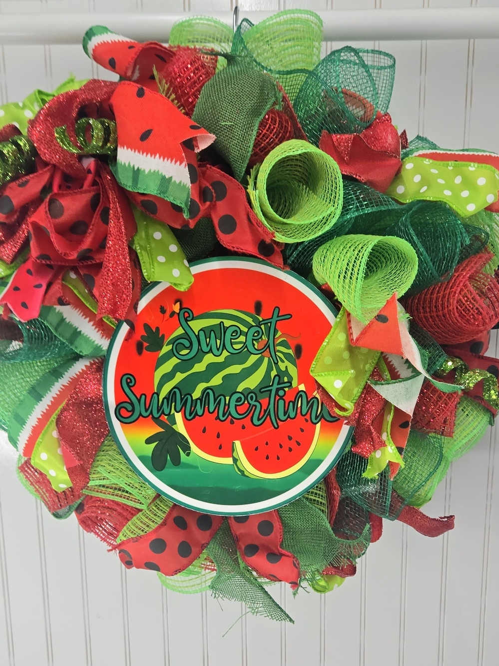 Handmade Watermelon Deco Mesh Wreath | Sweet Summertime | Summer & Christmas Dec